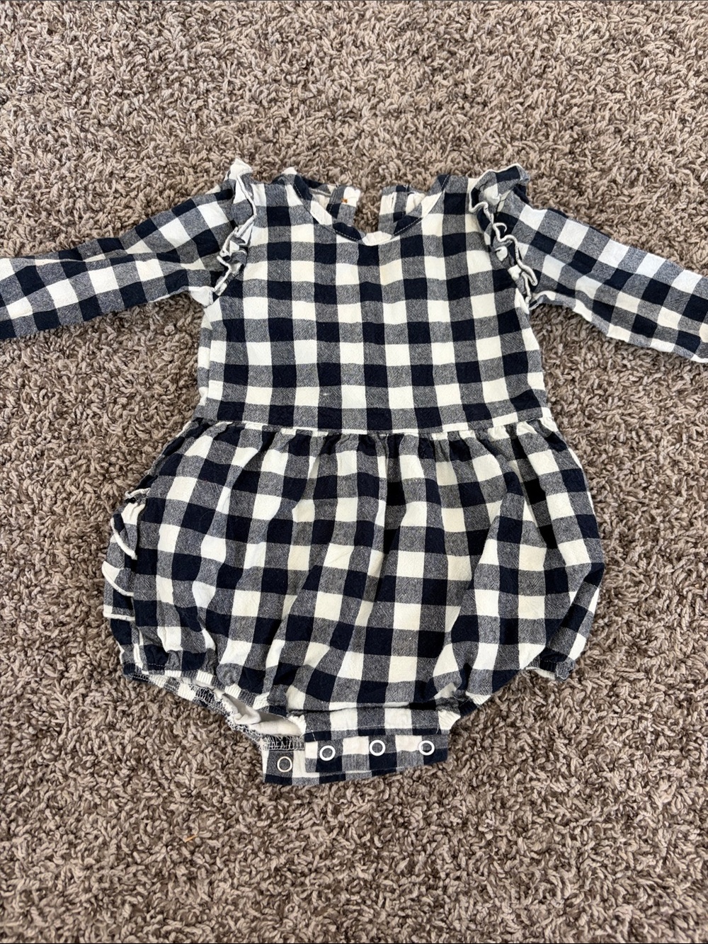 Caden Lane Navy Gingham Bubble Romper